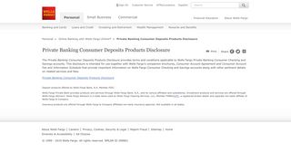 Private Banking Consumer Deposits Products Disclosure - Wells Fargo