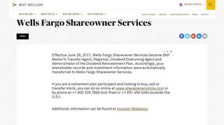 Wells Fargo Shareowner Services| BNY Mellon