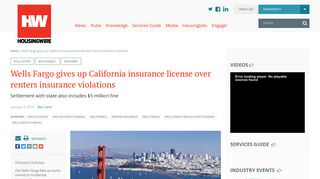 Wells Fargo gives up California insurance license over renters ...