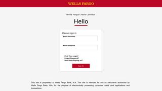 Wells Fargo Bank, NA Tablet Sign On - Wells Fargo Retail Services