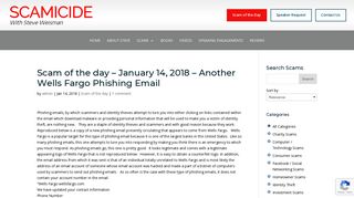Scam of the day - January 14, 2018 - Another Wells Fargo Phishing ...