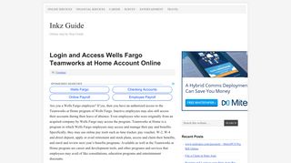 Login and Access Wells Fargo Teamworks at Home Account Online ...