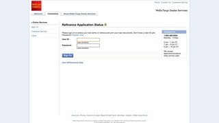 Refinance Application Status - Wells Fargo Dealer Services