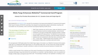 Wells Fargo Enhances WellsOne® Commercial Card Program ...