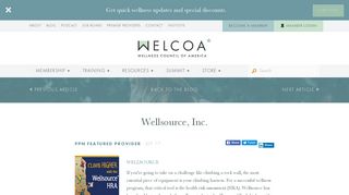 Wellsource, Inc. - WELCOA