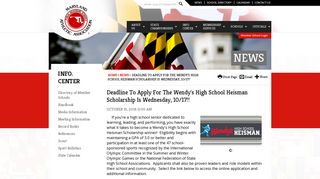 Deadline To Apply For The Wendy's High School Heisman ... - MPSSAA
