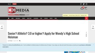 Senior? Athlete? 3.0 or higher? Apply for Wendy's High School Heisman