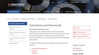 Usernames and Passwords | Wentworth Institute of Technology