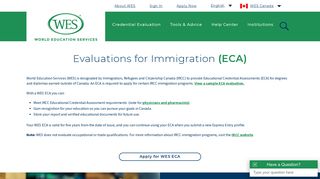 Evaluations for Immigration (ECA) - World Education Services