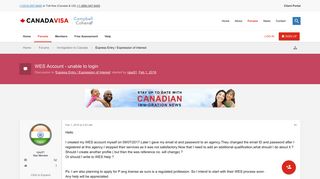 WES Account - unable to login - Canadavisa.com
