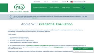 About WES Credential Evaluation - World Education Services
