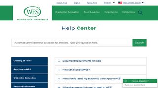 Help Center - World Education Services