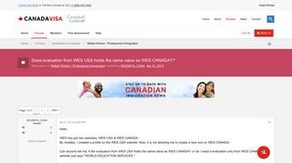 Does evaluation from WES USA holds the same value as WES CANADA ...