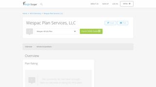 Wespac Plan Services, LLC 401k Rating by BrightScope