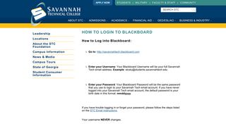 How to Login to Blackboard | Savannah Technical College