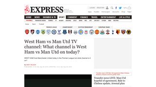 West Ham vs Man Utd TV channel: What channel is ... - Daily Express