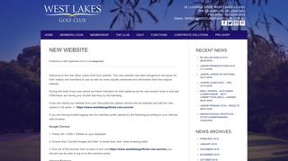 NEW WEBSITE | WEST LAKES GOLF CLUB