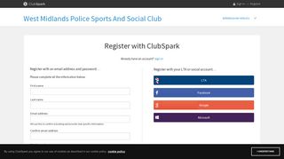 West Midlands Police Sports And Social Club / Account / Sign up