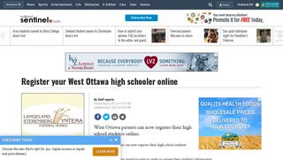 Register your West Ottawa high schooler online - Holland Sentinel