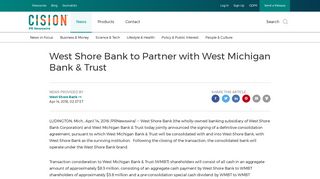 West Shore Bank to Partner with West Michigan Bank & Trust