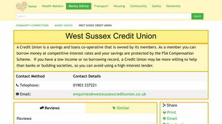 West Sussex Credit Union - Community Connection