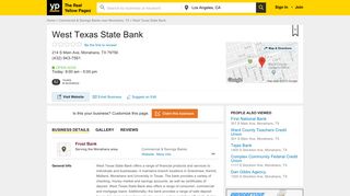 West Texas State Bank 214 S Main Ave, Monahans, TX 79756 - YP.com