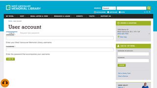 User account | West Vancouver Memorial Library