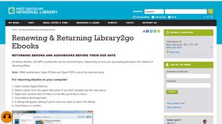 Renewing & Returning Library2go Ebooks | West Vancouver Memorial ...