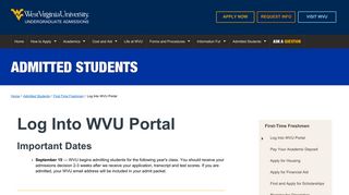Log Into WVU Portal - Undergraduate Admissions at WVU