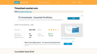 Timesheet.westat.com: Deltek Time & Expense - Login - Easy Counter