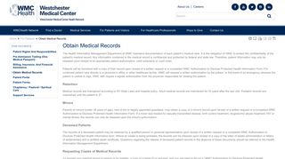 Obtain Medical Records - Westchester Medical Center