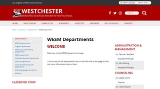 WESM Departments - Westchester Enriched Sciences Magnets