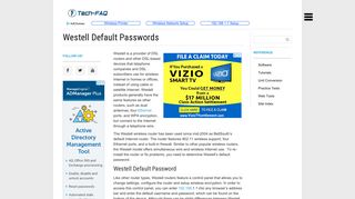 Westell Default Passwords - The Tech-FAQ