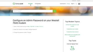 Configure an Admin Password on your Westell 7500 modem ...