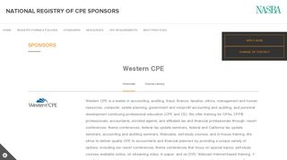 Western CPE - NASBA Registry
