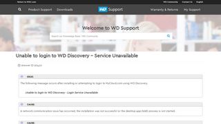 Unable to login to WD Discovery - Service Unavailable | WD Support