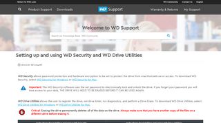 Setting up and using WD Security and WD Drive Utilities | WD Support