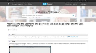 After entering the username and password, the login page hangs ...