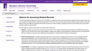 Options for Accessing Student Records - Western Illinois University