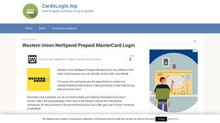 Western Union NetSpend Prepaid MasterCard - Login - CardsLogin.top