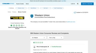 Top 891 Reviews and Complaints about Western Union