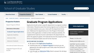 Graduate Program Applications - Case Western Reserve University