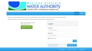 CustomerWeb : Login - Western Virginia Water Authority