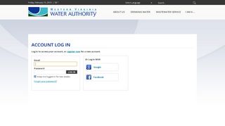 Account Log In | Western Virginia Water Authority