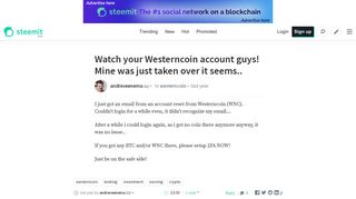 Watch your Westerncoin account guys! Mine was just taken over it ...