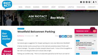 Westfield Belconnen Parking | The RiotACT