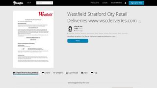 Westfield Stratford City Retail Deliveries www.wscdeliveries.com ...