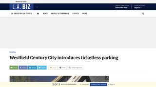 Westfield Century City introduces ticketless parking - L.A. Biz