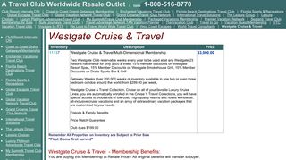 Westgate Cruise & Travel - A Travel Club Worldwide Resale Outlet