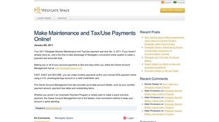 Make Maintenance and Tax/Use Payments Online! « Westgate Space